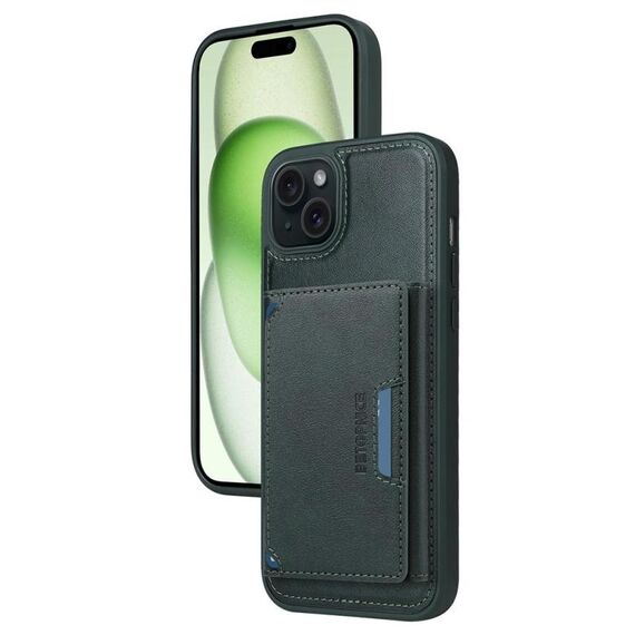 Per iPhone 15 Plus BETOPNICE Custodia per telefono con portafoglio MagSafe staccabile orizzontale a ribalta (verde)