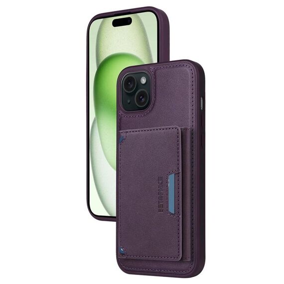 Per iPhone 15 Plus BETOPNICE Custodia per telefono con portafoglio MagSafe staccabile orizzontale a ribalta (viola)