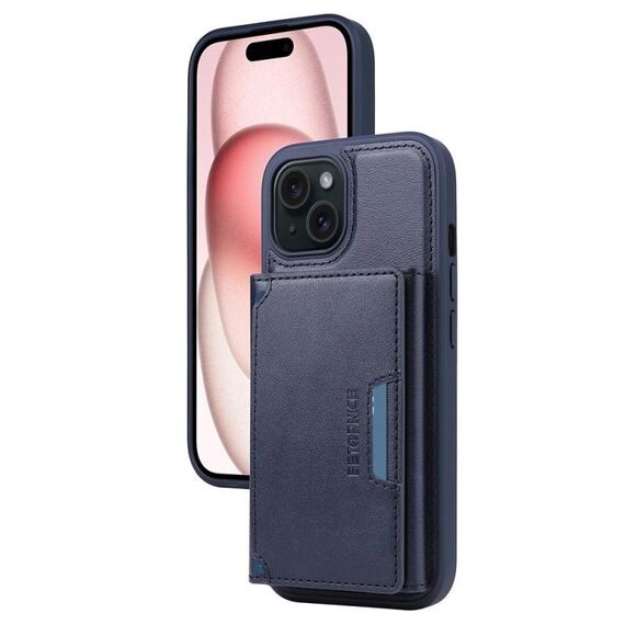 Per iPhone 15 BETOPNICE Custodia per telefono con portafoglio MagSafe staccabile orizzontale a ribalta (blu)