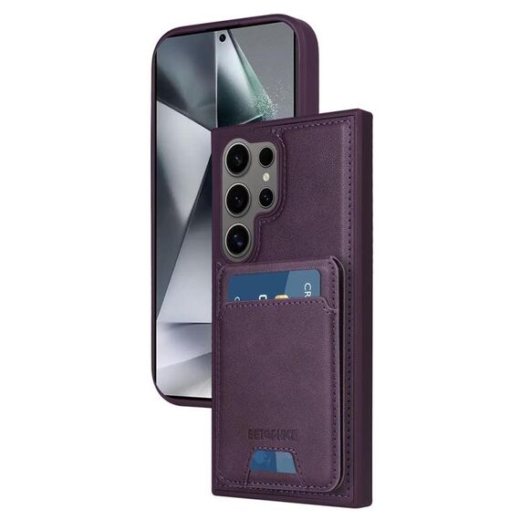 Per Samsung Galaxy S24 Ultra 5G BETOPNICE Custodia per telefono con portafoglio MagSafe staccabile verticale a ribalta (viola)