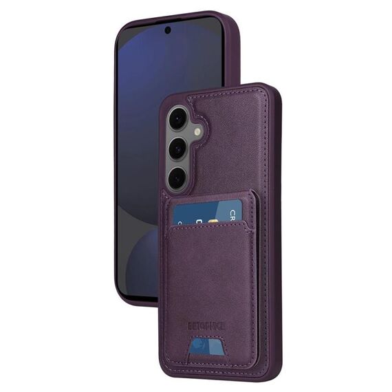 Per Samsung Galaxy S24 FE 5G BETOPNICE Custodia per telefono con portafoglio MagSafe staccabile verticale a ribalta (viola)
