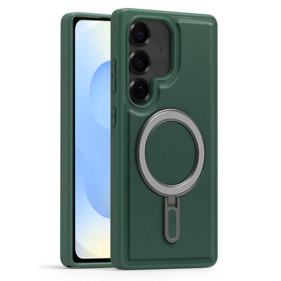 Per Samsung Galaxy S25+ 5G Silver Shield MagSafe Holder Custodia antiurto per telefono (verde)