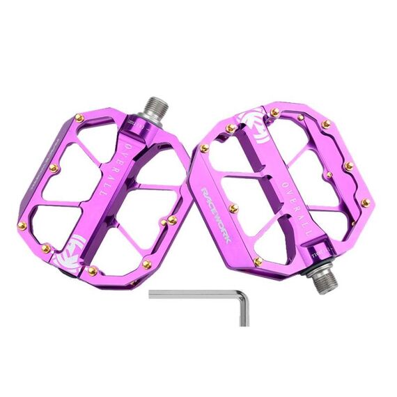 Pedali per bicicletta antiscivolo cavi con triplo cuscinetto CNC RACEWORK D029 (viola)
