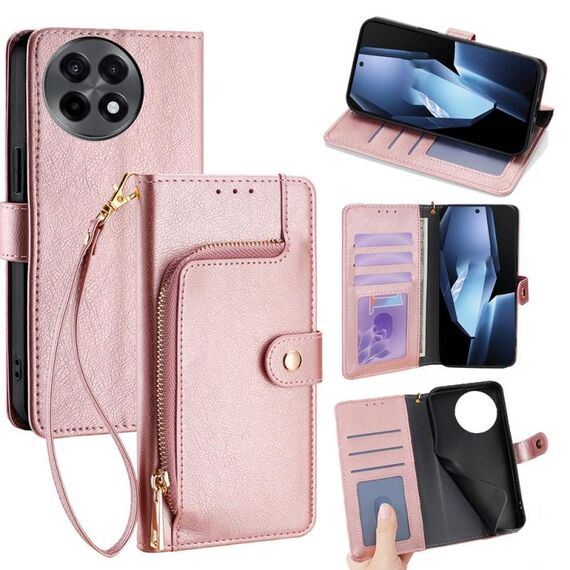 Per OnePlus Ace 5 / 5 Pro Custodia in pelle con cerniera (oro rosa)