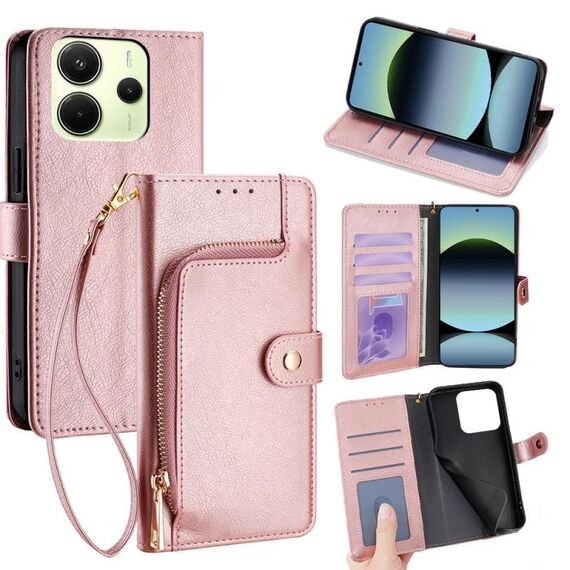Per Redmi Note 14 4G 163,25 mm Custodia in pelle con cerniera (oro rosa)
