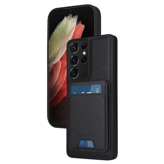 Per Samsung Galaxy S21 Ultra 5G BETOPNICE Custodia per telefono con portafoglio MagSafe staccabile verticale a ribalta (nero)