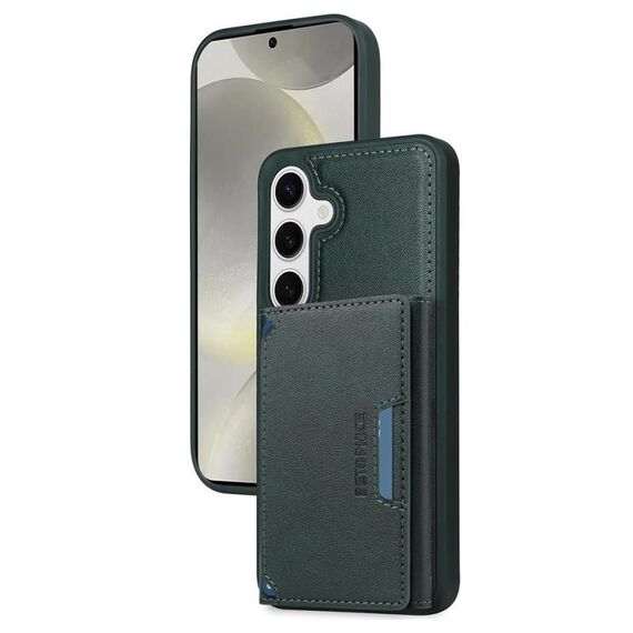 Per Samsung Galaxy S24 5G BETOPNICE Custodia per telefono con portafoglio MagSafe staccabile con chiusura a scatto orizzontale (verde)
