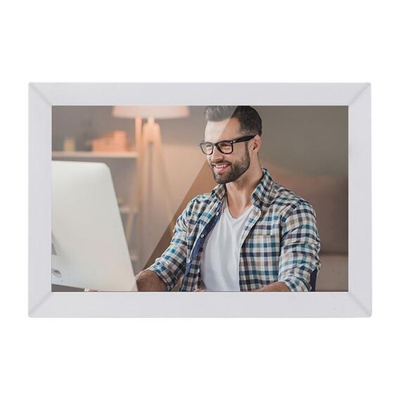 Cornice per foto con display LCD da 13,3 pollici, 1G+32GB, CPU quad-core 3126C, Android 6.0, spina: spina UE (bianco)