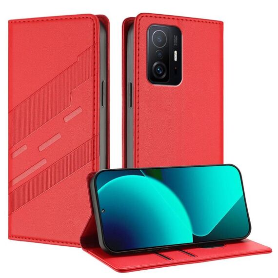 Per Xiaomi 11T / 11T Pro Custodia per telefono in pelle retrò con portafoglio multifunzionale in rilievo (rosso)