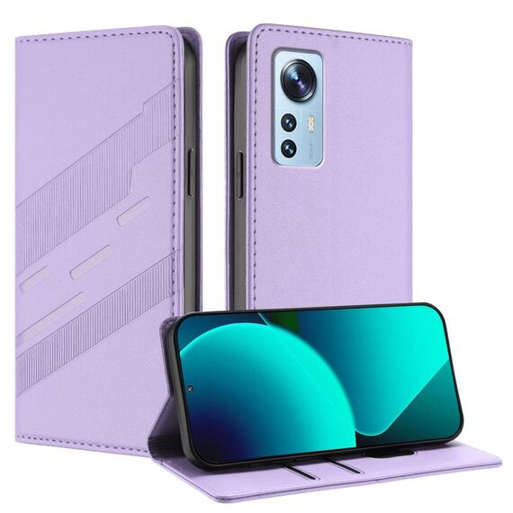Per Xiaomi 12 5G / 12X 5G / 12S 5G Custodia per telefono in pelle retrò con portafoglio multifunzionale in rilievo (viola chiaro)
