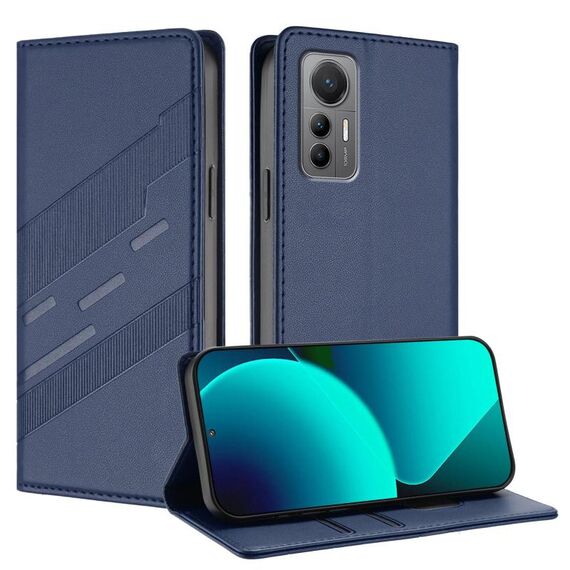Per Xiaomi 12 Lite Custodia per telefono in pelle retrò con portafoglio multifunzionale in rilievo (blu scuro)