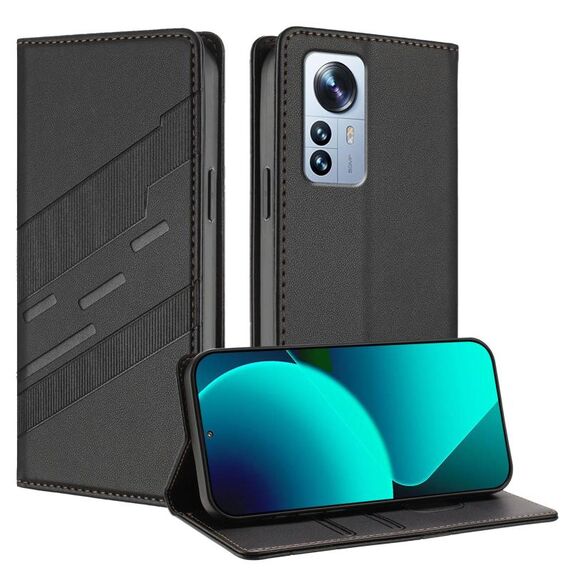 Per Xiaomi 12 Pro / 12S Pro Custodia per telefono in pelle retrò con portafoglio multifunzionale in rilievo (nero)