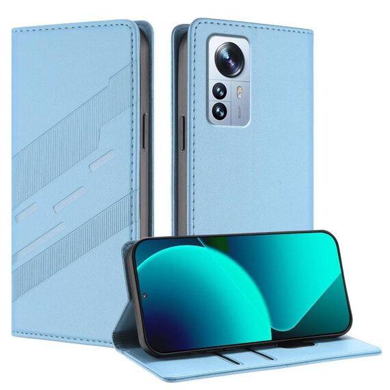 Per Xiaomi 12 Pro / 12S Pro Custodia per telefono in pelle retrò con portafoglio multifunzionale in rilievo (azzurro chiaro)