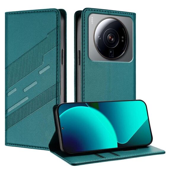 Per Xiaomi 12S Ultra Embossed Multi-funzionale Portafoglio Retro Custodia in Pelle per Telefono (Verde Scuro)