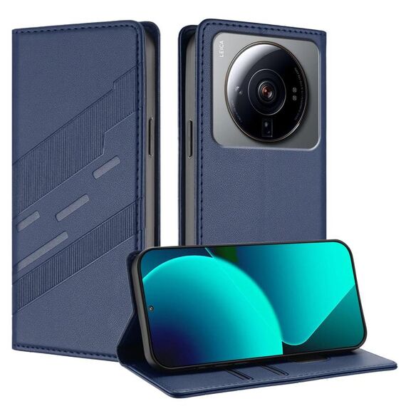 Per Xiaomi 12S Ultra Embossed Multi-funzionale Portafoglio Retro Custodia per Telefono in Pelle (Blu Scuro)