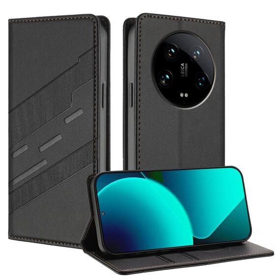 Per Xiaomi 14 Ultra 5G Global Embossed Multi-funzionale Portafoglio Retro Custodia per Telefono in Pelle (Nero)