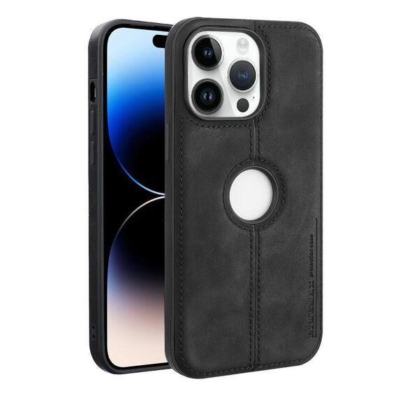 Per iPhone 14 Pro Max Crazy Horse Custodia per telefono in pelle con retro in pelle (nero)