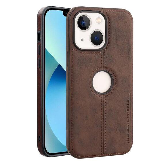 Per iPhone 13 Crazy Horse Custodia per telefono in pelle con retro in pelle (marrone scuro)