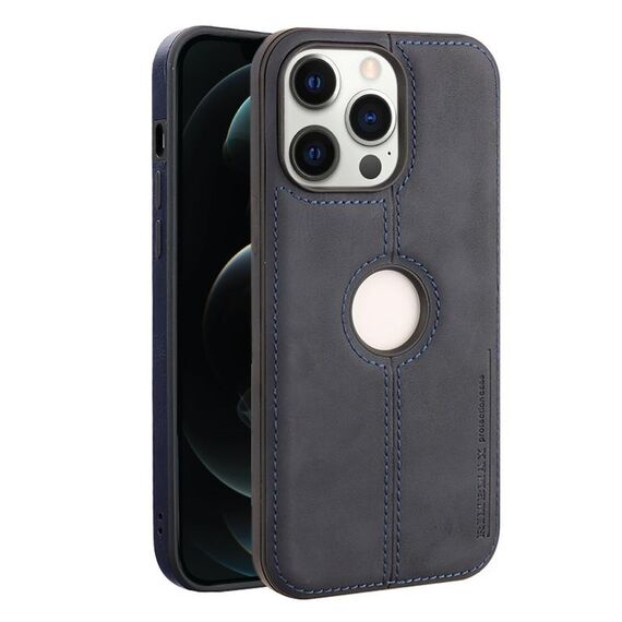Per iPhone 12 Pro Crazy Horse Custodia per telefono in pelle con retro in silicone (blu)