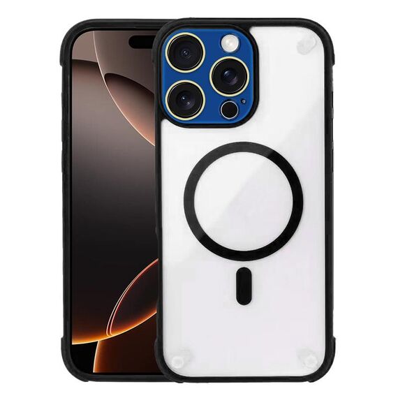 Per iPhone 16 Pro Max Custodia per telefono in acrilico ibrido TPU magnetico antiurto MagSafe (nero)