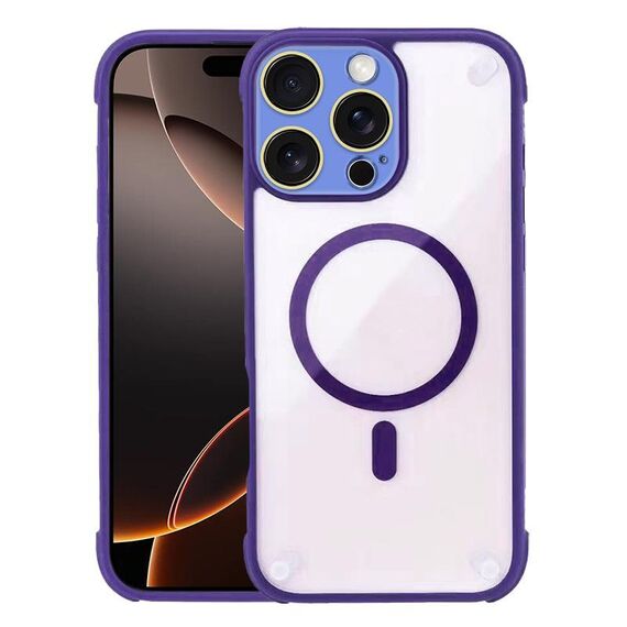 Per iPhone 16 Pro Custodia per telefono ibrida in acrilico TPU magnetico antiurto MagSafe (viola scuro)