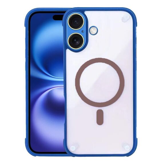 Per iPhone 16 Plus Custodia per telefono ibrida in acrilico TPU magnetico antiurto MagSafe (blu reale)