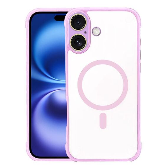Per iPhone 16 Plus Custodia per telefono ibrida in acrilico TPU magnetico antiurto MagSafe (rosa)