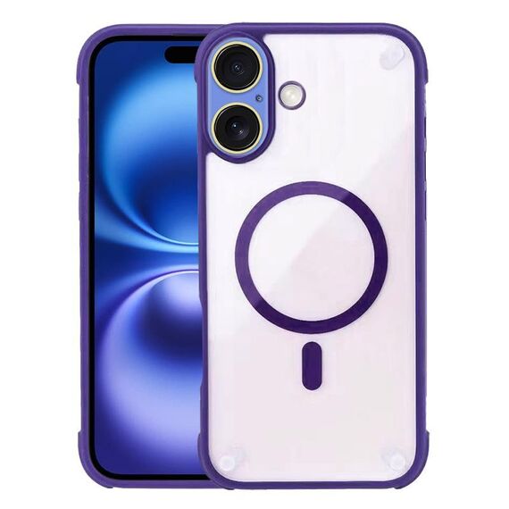 Per iPhone 16 Custodia per telefono ibrida in acrilico TPU magnetico antiurto MagSafe (viola scuro)