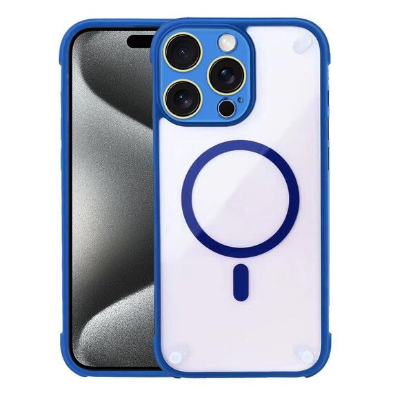 Per iPhone 15 Pro Max Custodia per telefono ibrida in acrilico TPU magnetico antiurto MagSafe (blu reale)