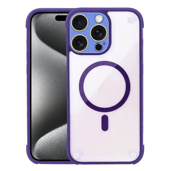 Per iPhone 15 Pro Max Custodia per telefono ibrida in acrilico TPU magnetico antiurto MagSafe (viola scuro)