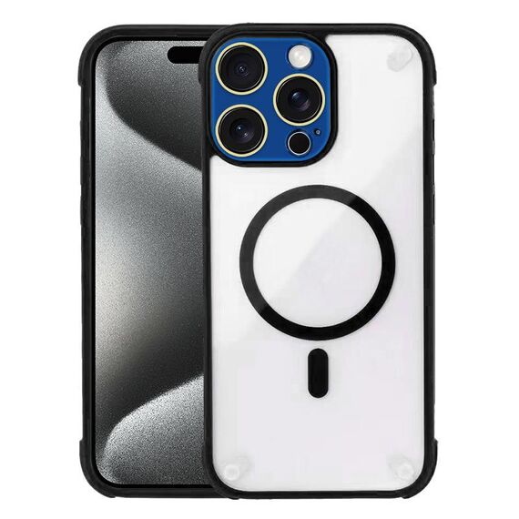 Per iPhone 15 Pro Custodia per telefono in acrilico ibrido TPU magnetico antiurto MagSafe (nero)