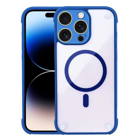 Per iPhone 14 Pro Max Custodia per telefono ibrida in acrilico TPU magnetico antiurto MagSafe (blu reale)