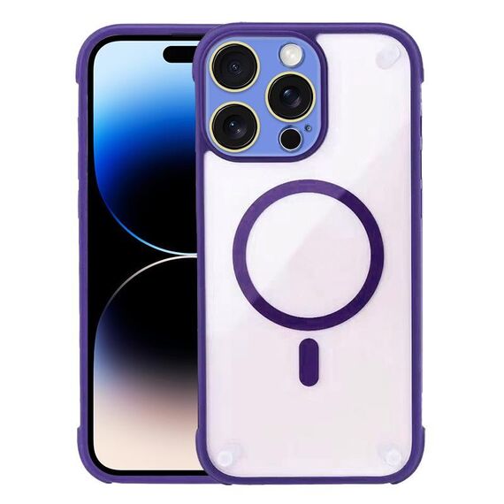 Per iPhone 14 Pro Max Custodia per telefono ibrida in acrilico TPU magnetico antiurto MagSafe (viola scuro)