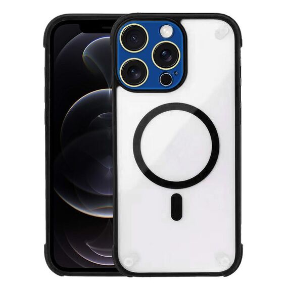 Per iPhone 12 Pro Custodia per telefono in acrilico ibrido TPU magnetico antiurto MagSafe (nero)