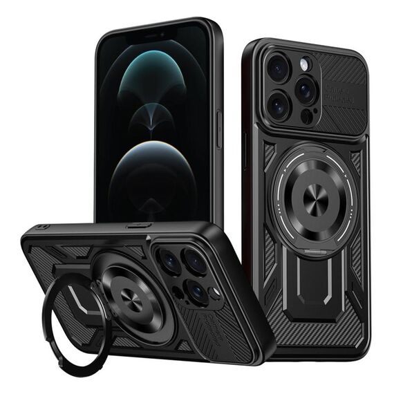 Per iPhone 12 Pro Armor Rotating Holder MagSafe Custodia per telefono (Nero)