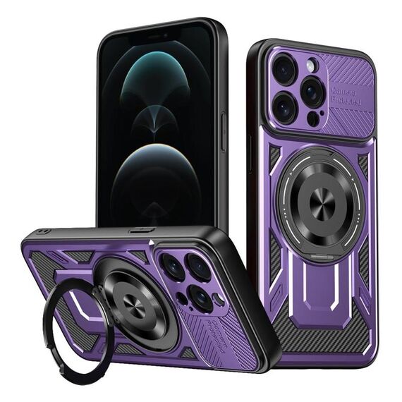 Per iPhone 12 Pro Armor Rotating Holder MagSafe Custodia per telefono (viola)