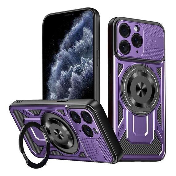 Per iPhone 11 Pro Max Custodia per telefono MagSafe con supporto rotante Armor (viola)