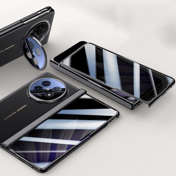 Per OPPO Find N5 Custodia per telefono con cerniera in pelle galvanica per la privacy integrata (nero)