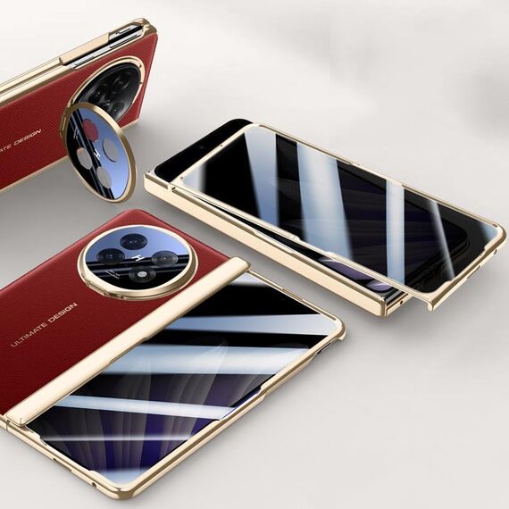 Per OPPO Find N5 Custodia per telefono con cerniera in pelle galvanica per la privacy integrata (rosso)