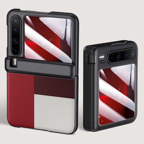 Per Huawei Pura X Custodia per telefono con cerniera in pelle con texture integrata (rosso)