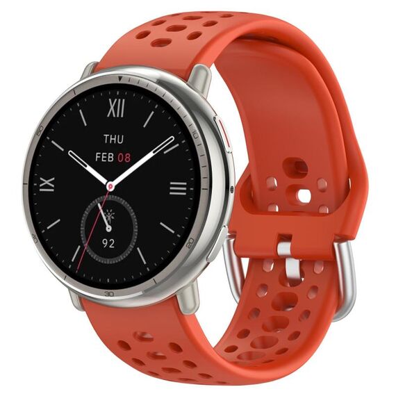 Per Amazfit Active 2 Holes Style 22mm Cinturino sportivo in silicone (rosso)