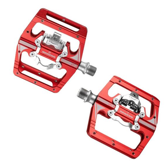Pedale con lucchetto per bicicletta RACEWORK M215 per pedale piatto in lega di alluminio SPD senza clip (rosso)