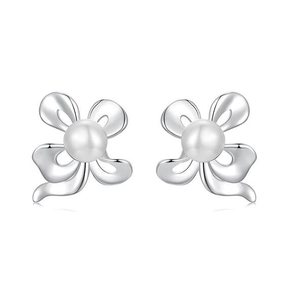 Orecchini a forma di fiore in argento sterling S925 con perle d'acqua dolce (SCE1842)