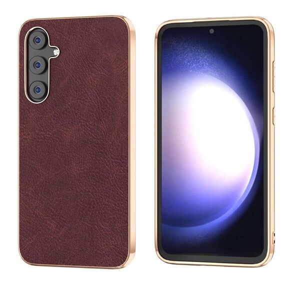 Per Samsung Galaxy S23 FE 5G Custodia per telefono in PU placcatura Dream Litchi Texture (viola)