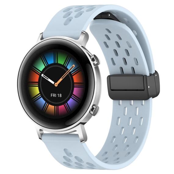Per Huawei Watch GT2 42mm 20mm cinturino in silicone con chiusura magnetica pieghevole (azzurro)