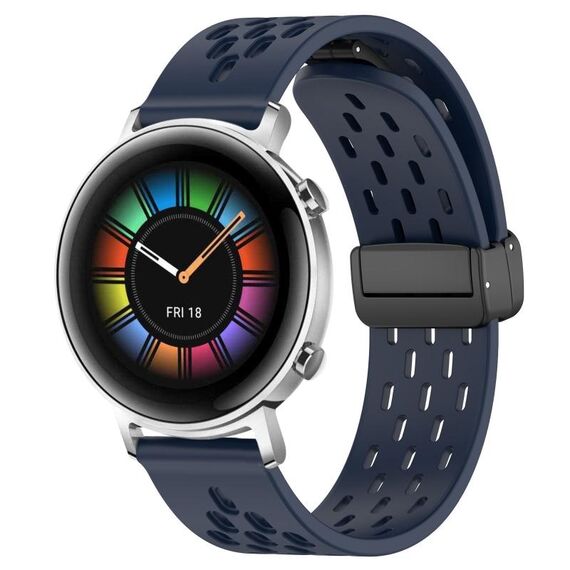 Per Huawei Watch GT2 42mm 20mm cinturino in silicone con chiusura magnetica pieghevole (blu notte)