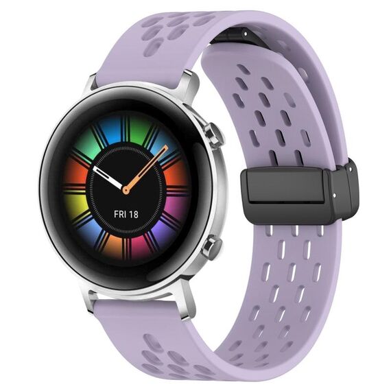 Per Huawei Watch GT2 42mm 20mm cinturino in silicone con chiusura magnetica pieghevole (viola)