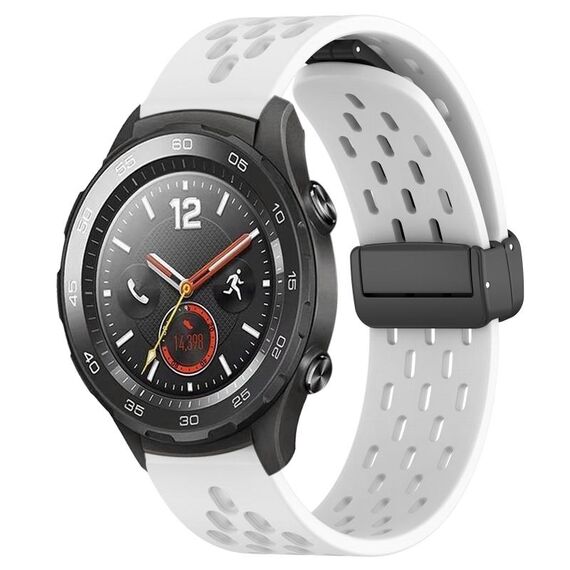 Per Huawei Watch 2 Cinturino in silicone con chiusura magnetica pieghevole da 20 mm (bianco)