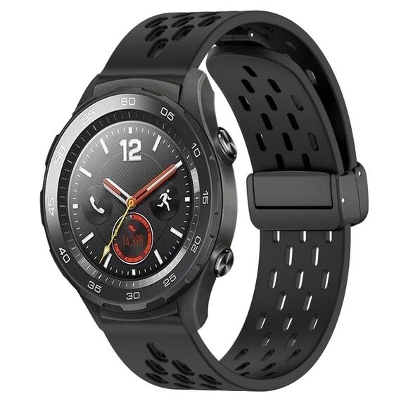 Per Huawei Watch 2 cinturino in silicone con chiusura magnetica pieghevole da 20 mm (nero)