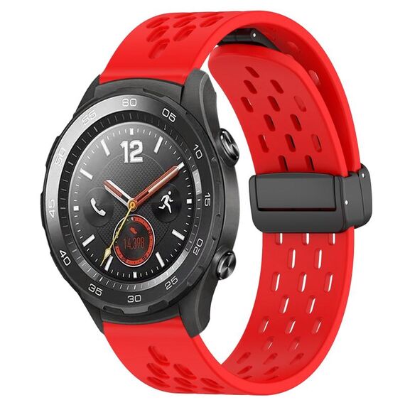 Per Huawei Watch 2 cinturino in silicone con chiusura magnetica pieghevole da 20 mm (rosso)